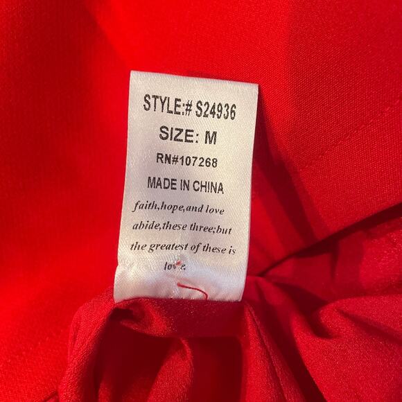 GRACIA Women's Side Bow Pencil Midi Skirt with Front Slit Medium Red NWT - Picture 6 of 6